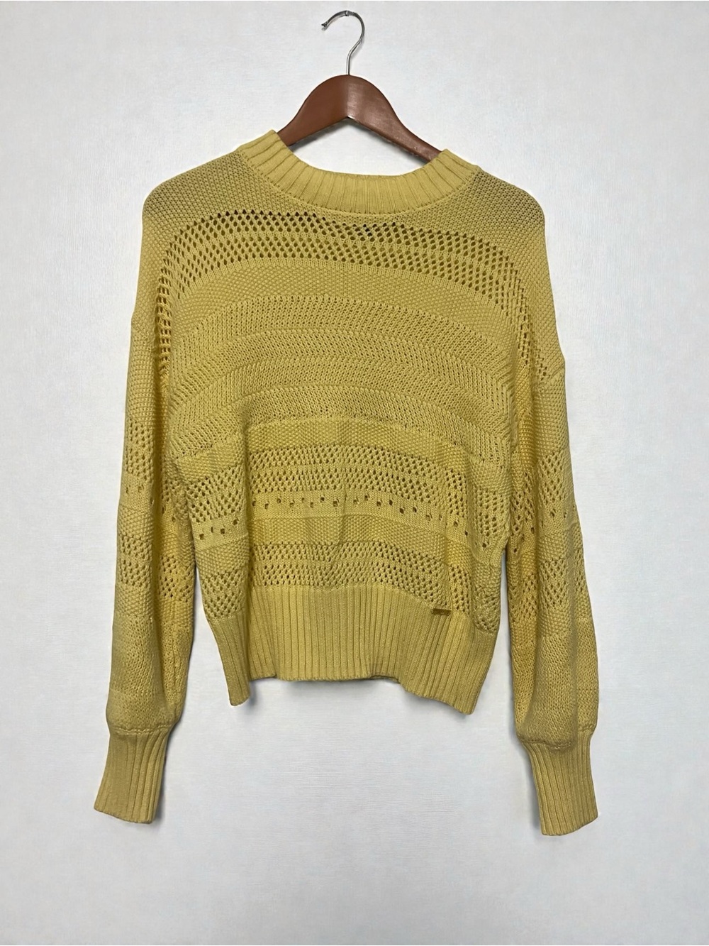 Marc New York Yellow Long Sleeve Crewneck Knit Sweater Ribbed Cuff size M